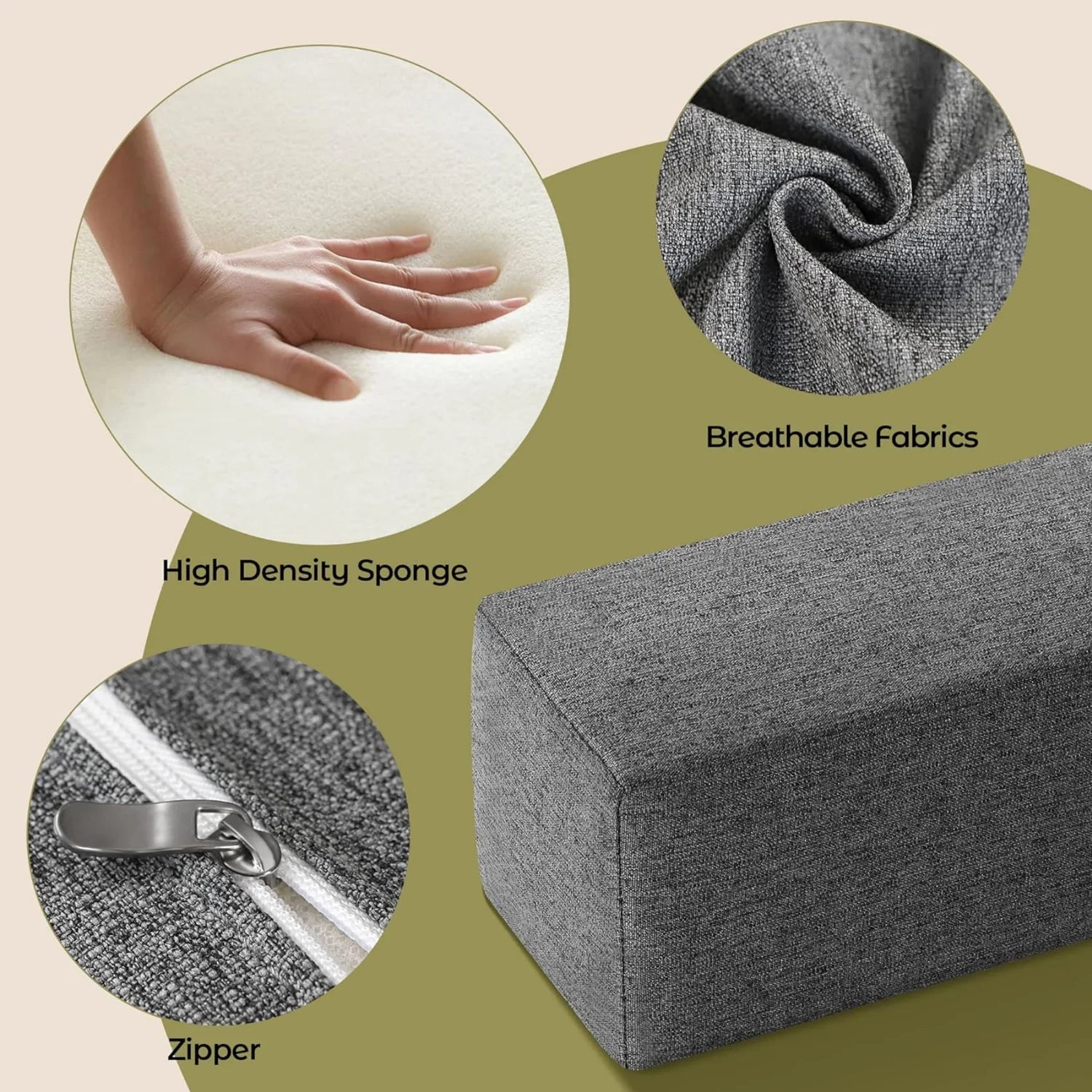 Détail du tissu en lin naturel respirant du remplisseur de matelas