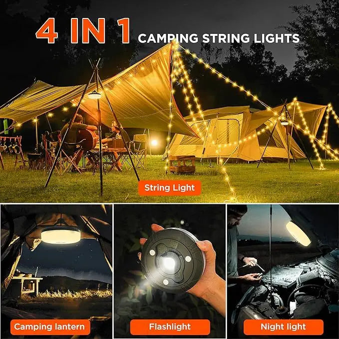 guirlande lumineuse led enroulable 10m jaune dorée multicolore lampe camping phare aimanté tente noel
