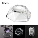 présentoir transparent support présentation acrylique facettes géométriques moderne boule clip base décoration