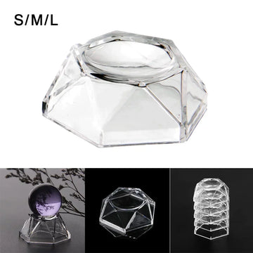 présentoir transparent support présentation acrylique facettes géométriques moderne boule clip base décoration