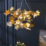 lustre moderne cristal feuilles d'érable organique suspension câbles chambre salon