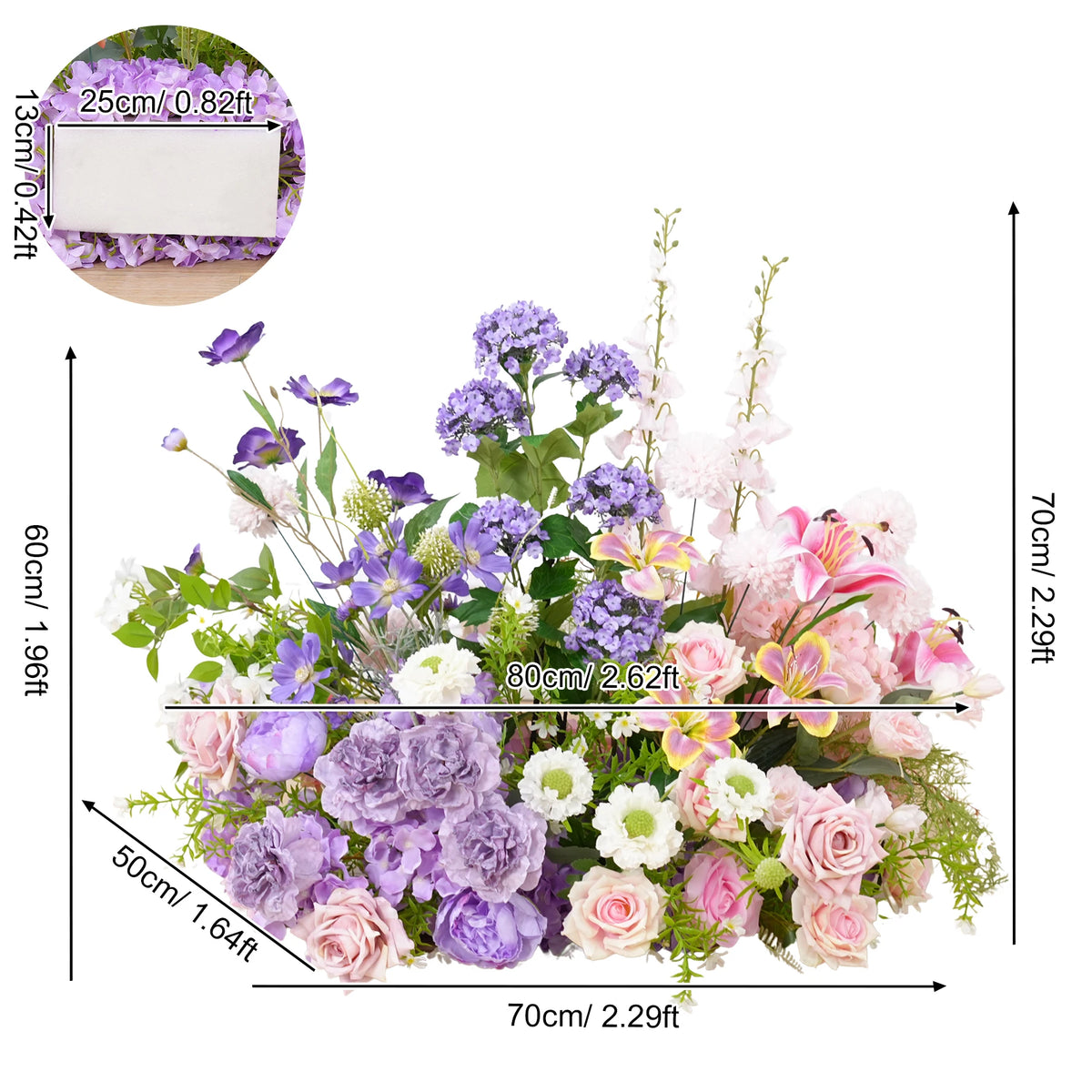 Décoration murale arche fleurs variées romantique violet rose blanc bleuclair vert extérieure