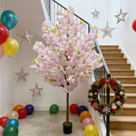 arbre artificiel rose clair vert fleurs feuilles moderne extérieur durable waterproof anniversaire decoration maison