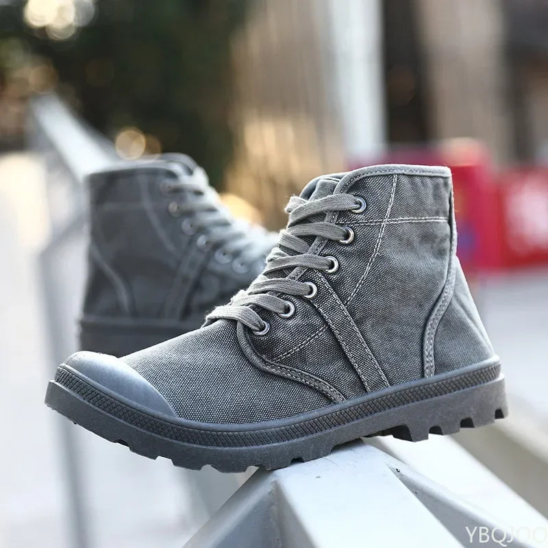 bottines homme toile beige gris vert olive chaussures sport confortables rétro lacets