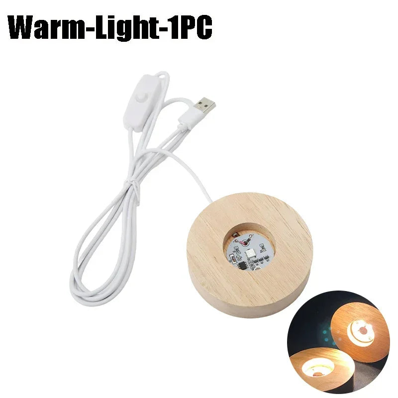 lampe led base bois texture moderne câble usb interrupteur multicolore