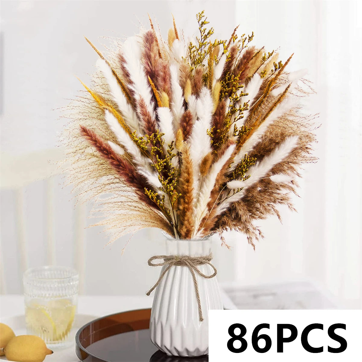 bouquet fleurs séchées naturel blanc beige rustique décoration maison anniversaire mariage