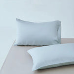 lot deux taies d'oreiller lyocell eucalyptus bleu clair unies lit chambre moderne