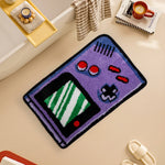 tapis polyester antidérapant violet noir blanc motif gameboy rétro usage intérieur sol chambre cuisine