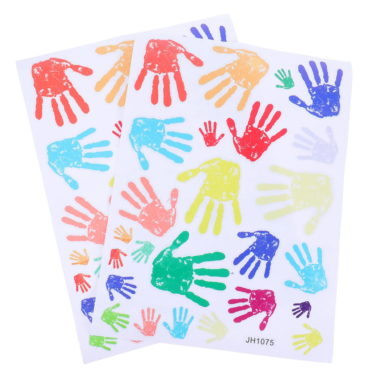 sticker mural empreintes mains couleur vives décoration enfantine chambre adhésif réversible dimension 35x25cm