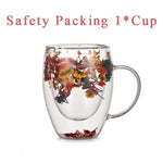 tasse verre double paroi fleurs séchées transparente poignée 380ml résistante chaleur déco floral