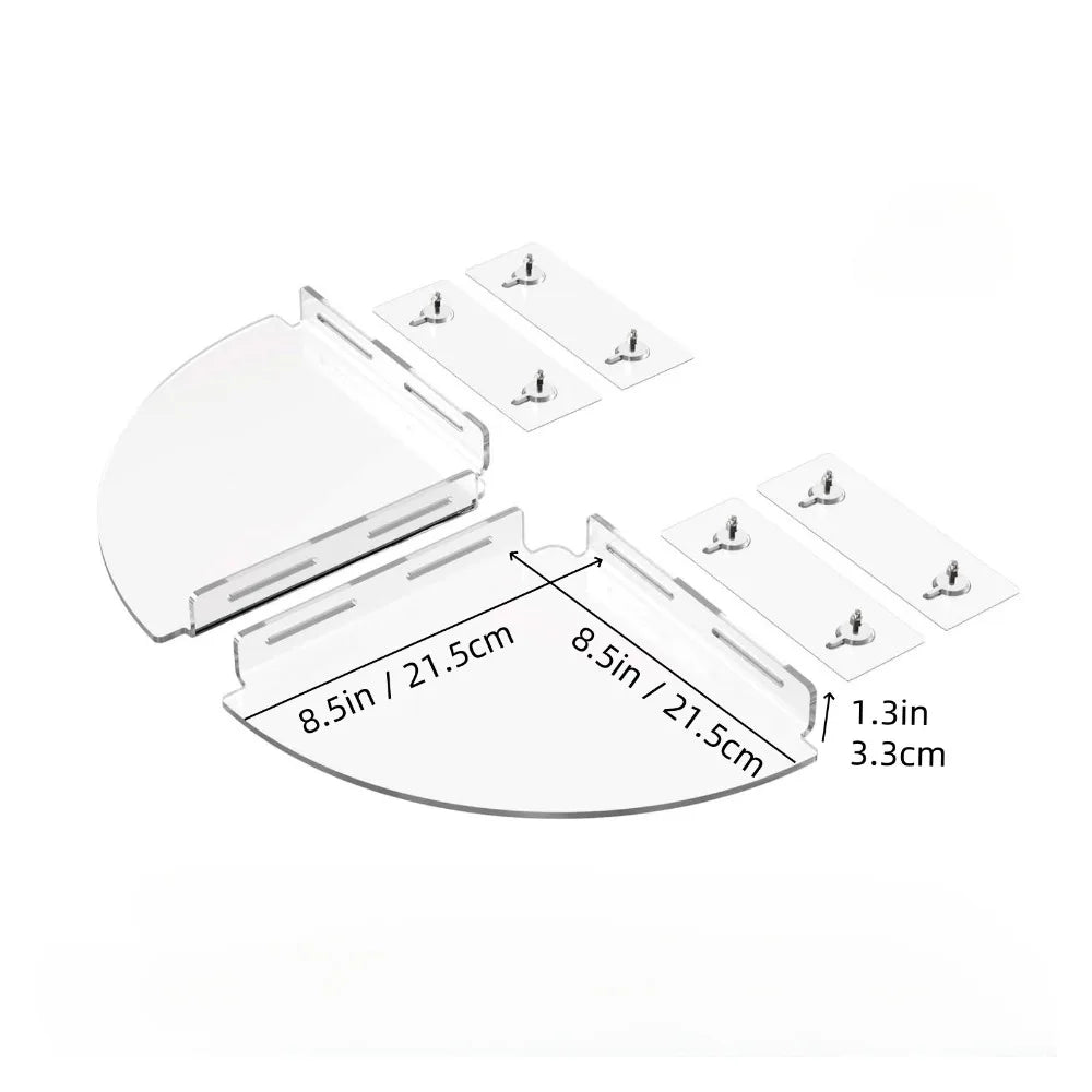 étagère d'angle transparente moderne adhésive support rangement douche réutilisable seule plaque murale