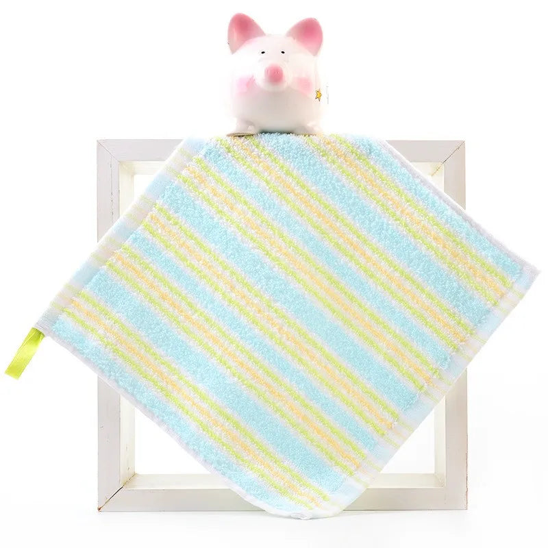 serviette coton rayée bleu clair vert rose jaune rapide absorption douce face salle bain