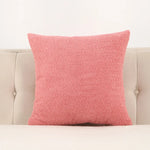 coussin peluche vert jaune rose gris clair texture bouclée moderne 60x60cm fixations