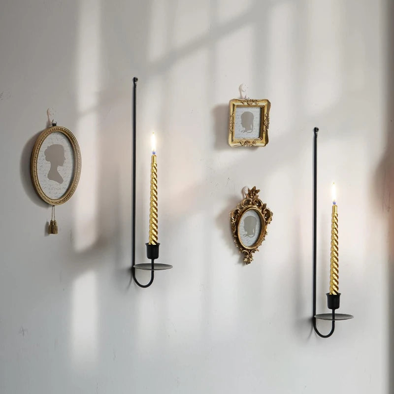 bougeoir mural contemporain torsadé doré fixations bougie noire décoration maison moderne métal