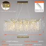 Suspension lumineuse moderne or blanc feuilles dorées 100cm 120cm 150cm 180cm led élégante