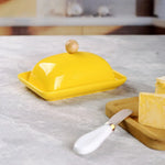porte beurre céramique rectangle noir jaune blanc uni moderne spatule