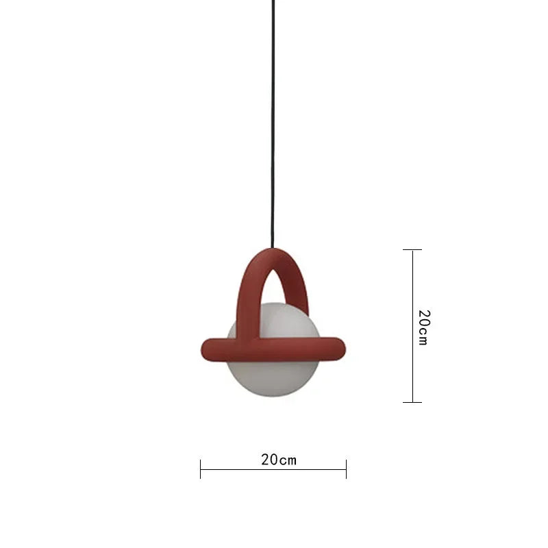 suspension lumineuse moderne pendentif acrylique noir blanc orange bleu rouge anneau métal lampe LEDflux60