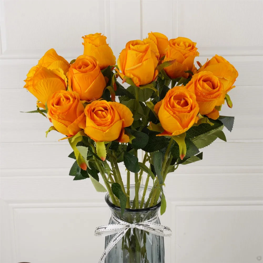 décoration intérieure bouquet roses artificielles modernes vase transparent anniversaire mariage