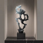 sculpture décorative abstraite moderne bleu clair noir transparent lumière reflétée living room ambiance chambre