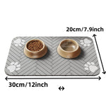 tapis nourriture chien gris rayures pattes diagonales absorbant durable deux bols alimentation