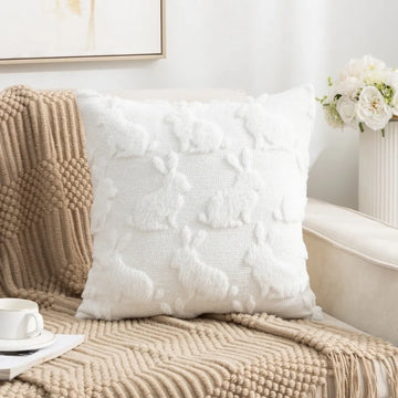 housse coussin moderne motif nœuds blanc bleu doux coton polyester 45x45cm