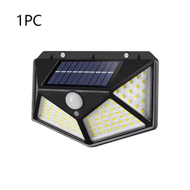 lampe murale solaire 100 led détecteur mouvement ip44 moderne panneau solaire noir