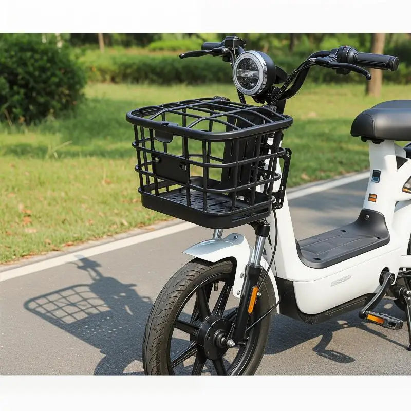 panier vélo électrique noir grille clips moderne utilitaire rangement
