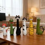 vases forme chat résine noire verte blanche jaune tigré moderne motifs chat
