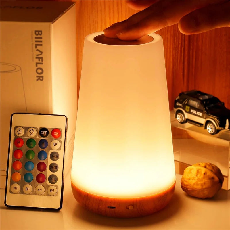 veilleuse led changeante couleur tactile rechargeable usb table portable rectangle blanc bois