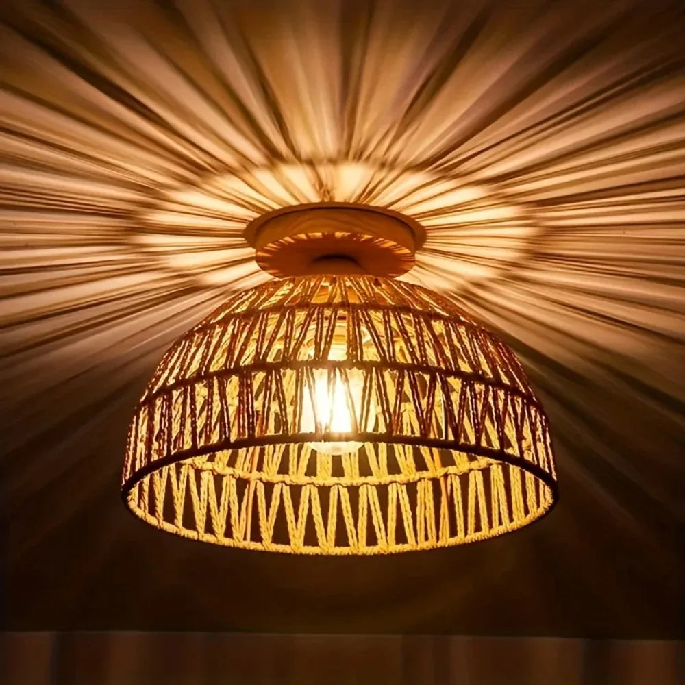 lampe suspendue tressée rotin naturel moderne 30cm 25cm sans ampoule lumière blanche chaude