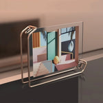 cadre photo moderne or rose transparent clips latéraux photo a4 minimaliste