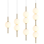 suspension lumineuse moderne blanc doré sphères translucides câble suspendu minimaliste trois leds chambre salon
