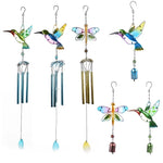 colibris libellules suspendus transparents métal verre peint oiseaux décoratifs cloches chaînes motifs floraux
