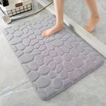 tapis bain gris texture galets antidérapant mémoire foam salle bain moderne