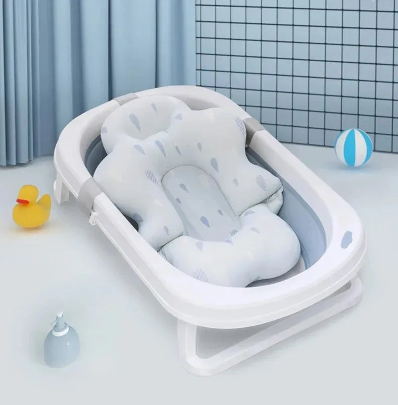 baignoire pliable bébé coussin gouttes étoiles rose moderne confortable sécurité blanc bleuclair