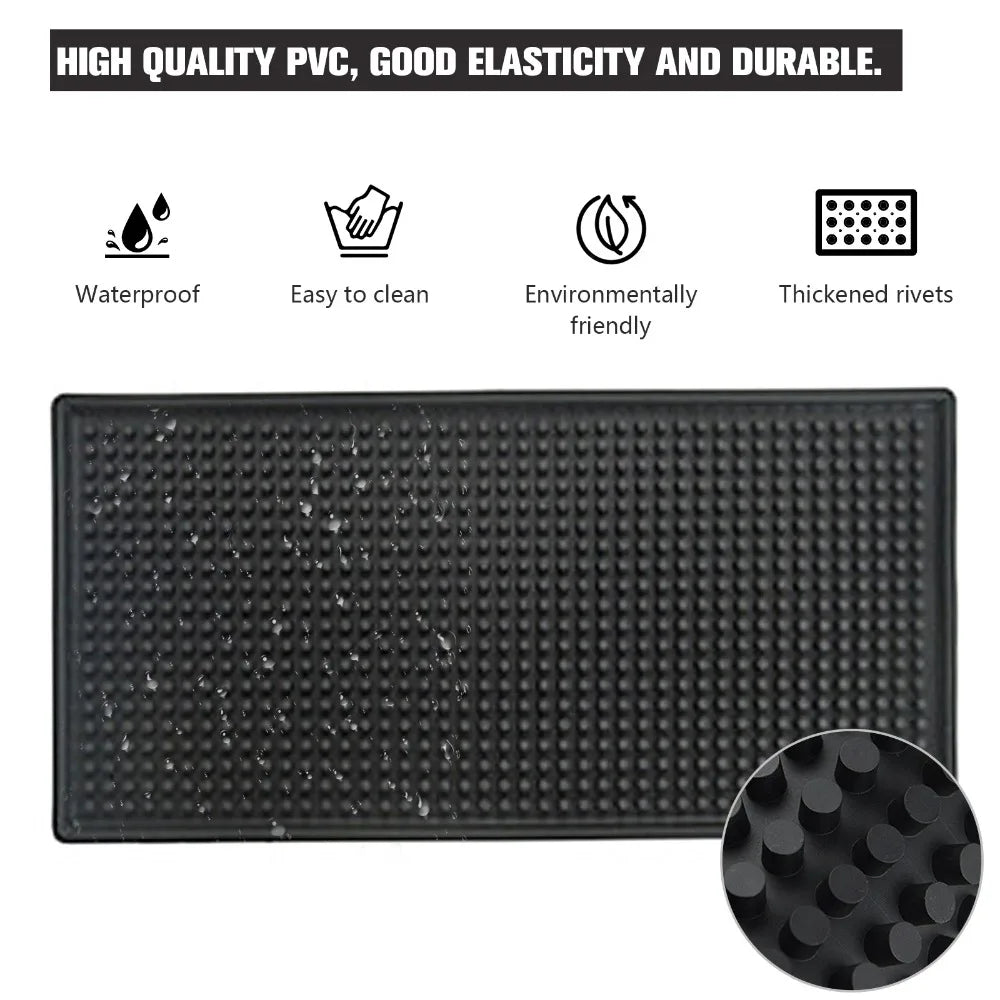tapis bar caoutchouc silicone noir perforations antidérapant moderne cuisine accessoire résistant chaleur