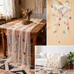 nappe tulle brodée fleurs multicolores transparent romantique décoration table mur chambre salon
