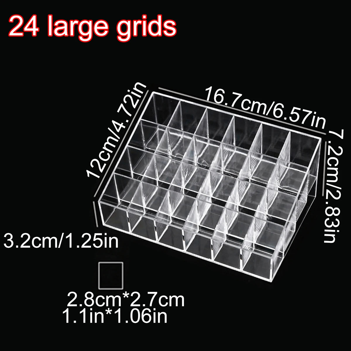 présentoir transparent moderne 24 grilles petites grandes 36 40 rouges lèvres acrylique minimaliste rechargeable