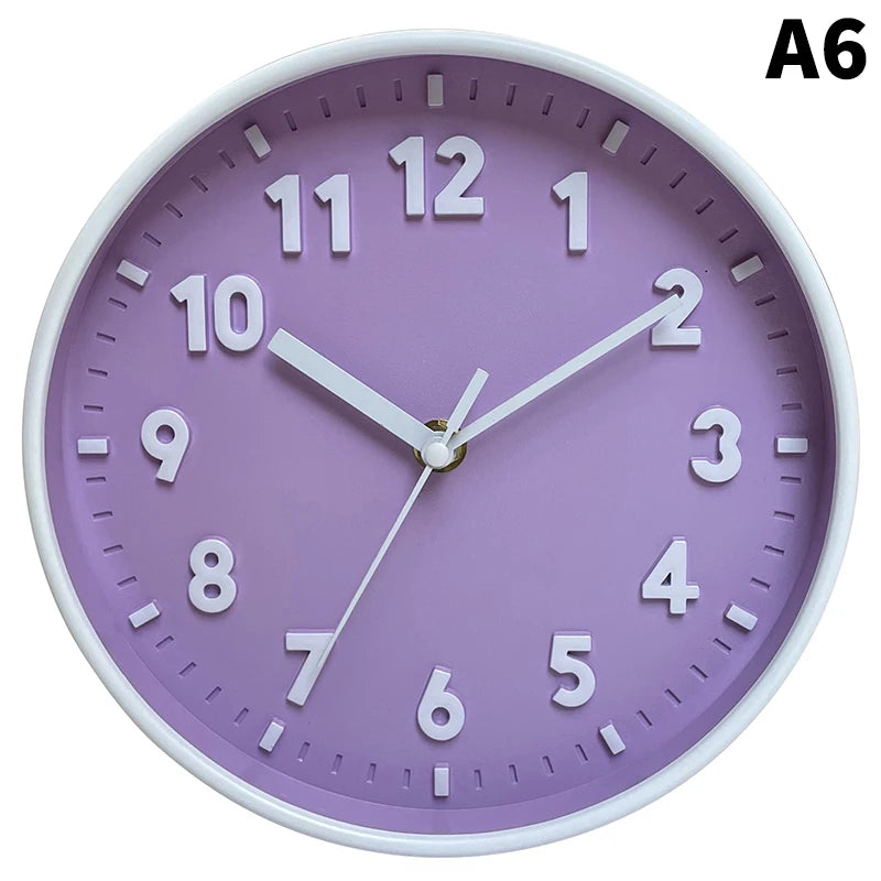 horloge murale moderne bleu clair vert pastel rose pâle jaune violet noir blanc chiffres