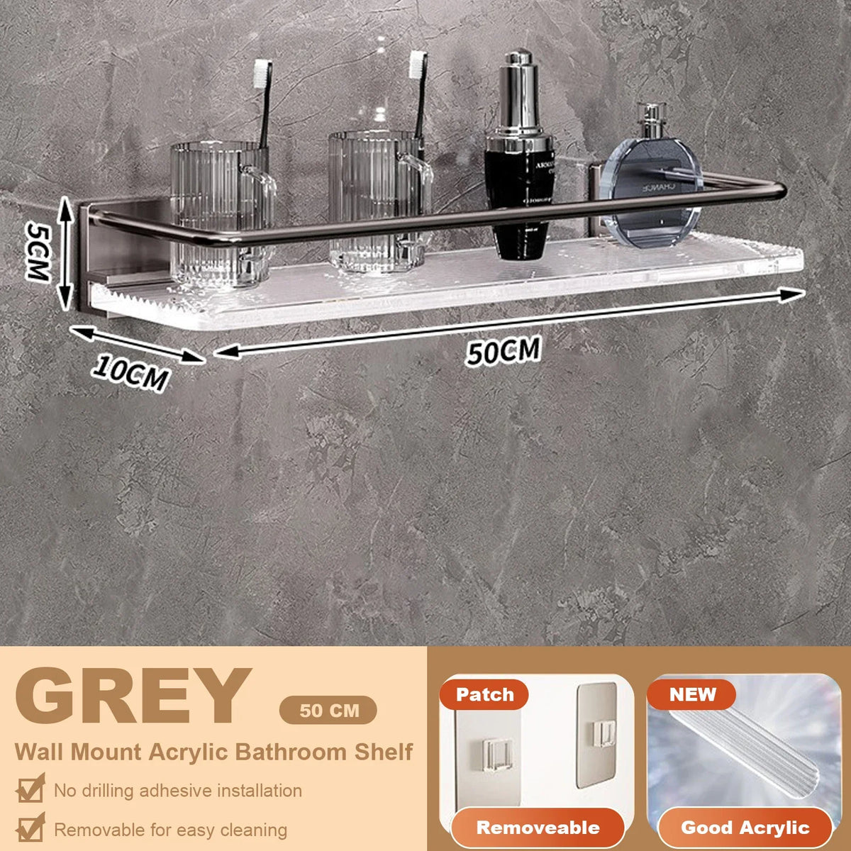 étagères salle bain blanc modernes adhésives rangement produits toilette serviettes brosse dents aluminium acrylic