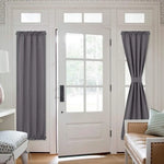 rideau porte tissu polyester gris noir beige opacité moderne ruban fixation 137x102cm 64x183cm