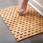 tapis sol salle bain moderne naturel bambou antidérapant facile entretien rapide séchage carrés tissés