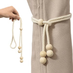 cordelette rideau tissée bois moderne beige adhésif boules crochet simple élégante