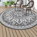 tapis rond moderne floral gris blanc marron bleu antidérapant extérieur intérieurolvable polypropylène polyester
