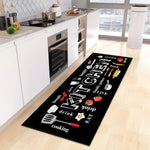 tapis cuisine rectangle motifs aliments moderne fourchettes couteaux cuillères fruits légumes