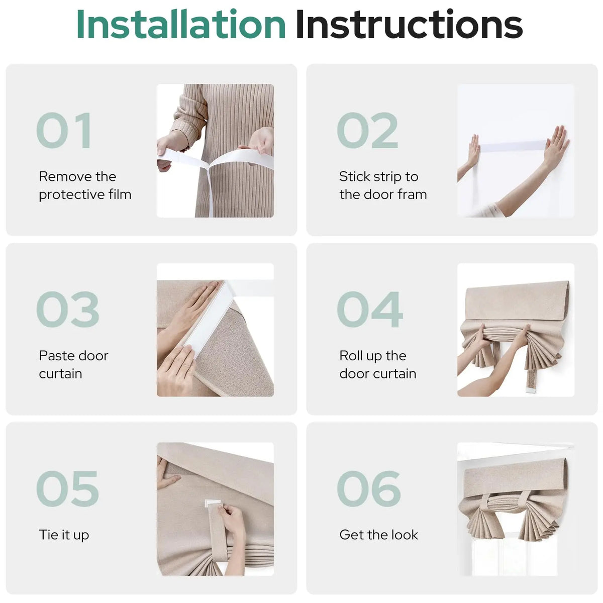 rideau porte français lin texturé solide beige clair taupe opacité variable latéraleintérieur branches pins