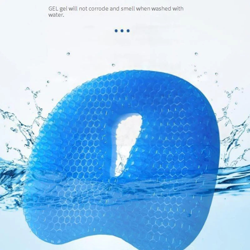coussin soutien bleu réseau hexagonal contemporain gel respirant antidérapants adultes rond