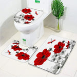 ensemble tapis bain salle bain rouge fleurs roses motif moderne coton doux décoratif