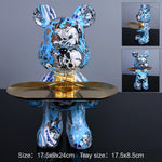 statue ours contemporaine résine bleu rouge or marbré graphique décoration intérieure table unique pop