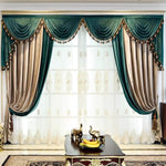 rideaux décoratifs opaques voilage transparent luxueux tissu velours franges décoratives couleur teal beige blanc
